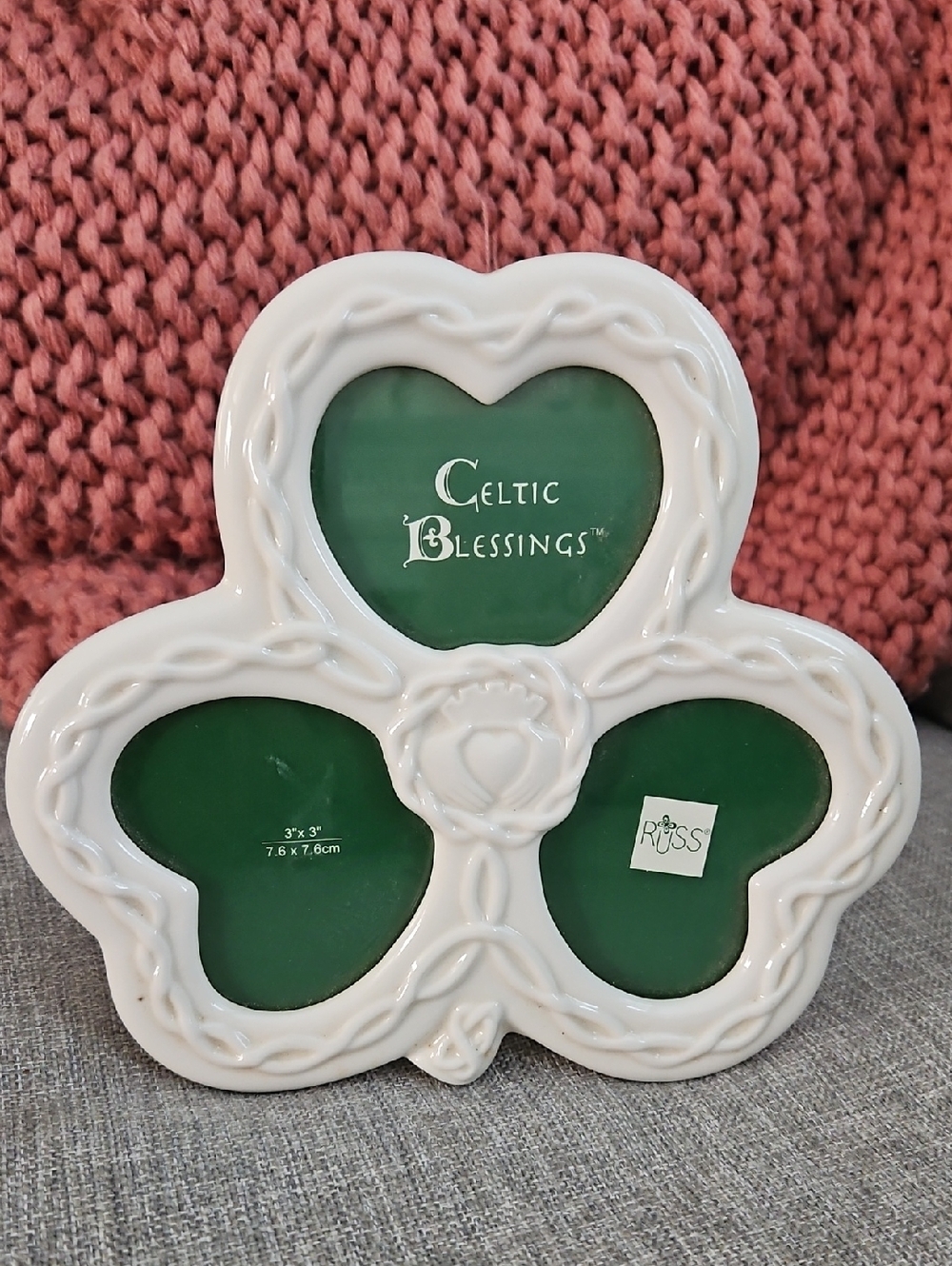 Ross Irish Celtic Blessings White Ceramic Shamrock Photo Frame